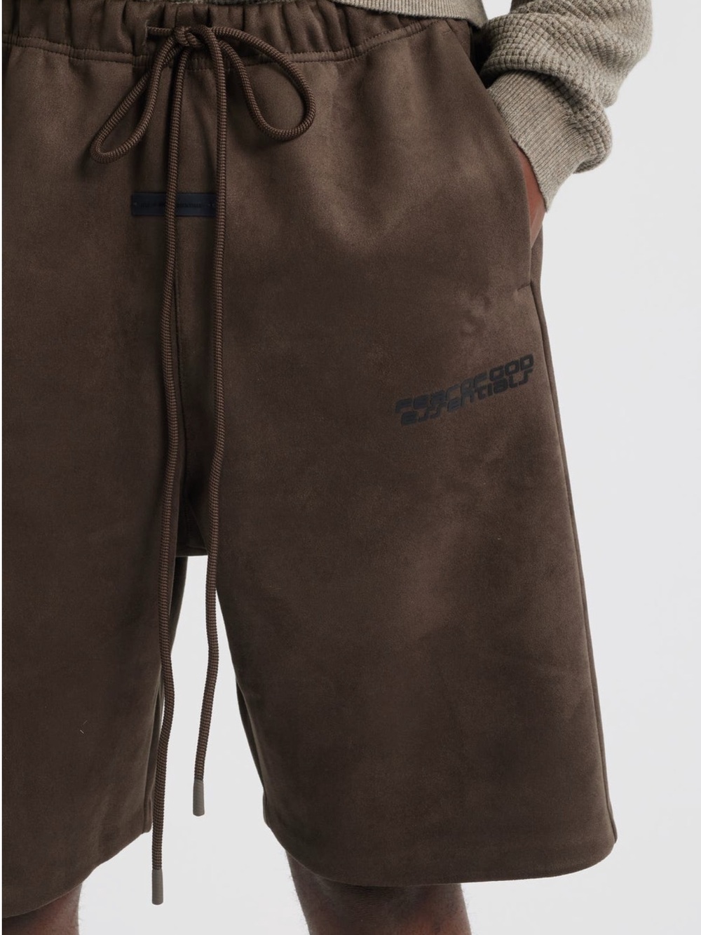 Fear of God Essentials Brown Suede-Look Drawstring Shorts